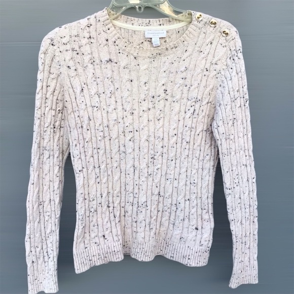 Charter Club Cream Crew Neck Sweater with Cable Knit - Picture 2 of 11